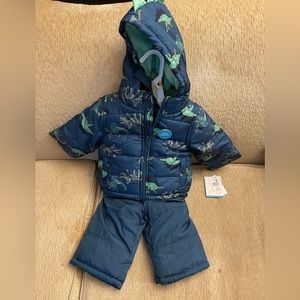 Carter’s baby snowsuit and jacket matching set size 12 months dinosaur style NWT